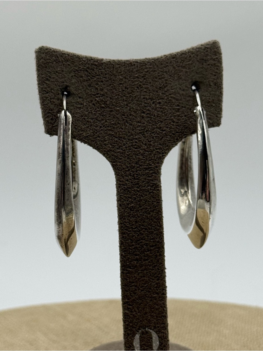 Sterling Silver Hoop Drop Earrings - Silver - Picture 2 of 8